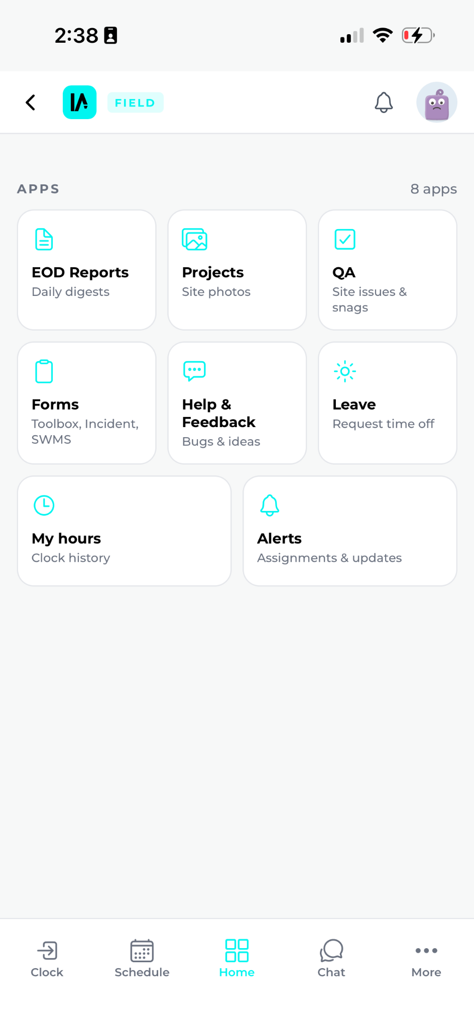 IdealOS field app menu