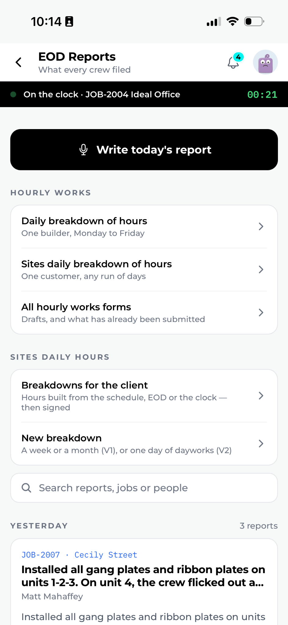 IdealOS end-of-day reports